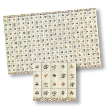 Dollhouse Miniature Tile, Flower Delft, 4Pk, 1/24